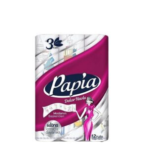 Бумажные полотенца 3-х слойное Papia -12 рулон.